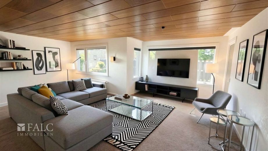 Die Lage ist entscheidend, und die ist top ! – Wohnzimmer - (KI generiert)