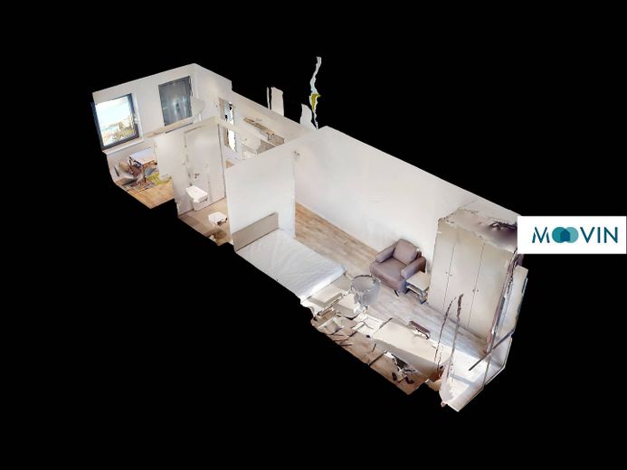 Möbliertes Standard-Apartment mit EBK, ALL-IN-MIETE, UVM. am Rheinufer – 3D Grundriss