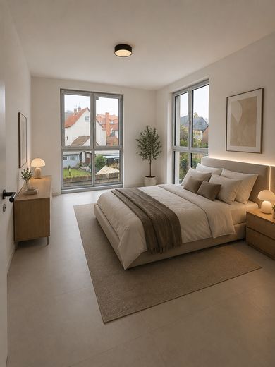 Exklusive Neubauwohnungen im Herzen von Erlensee - modern, ruhig, hochwertig – Beispiel Schlafzimmer