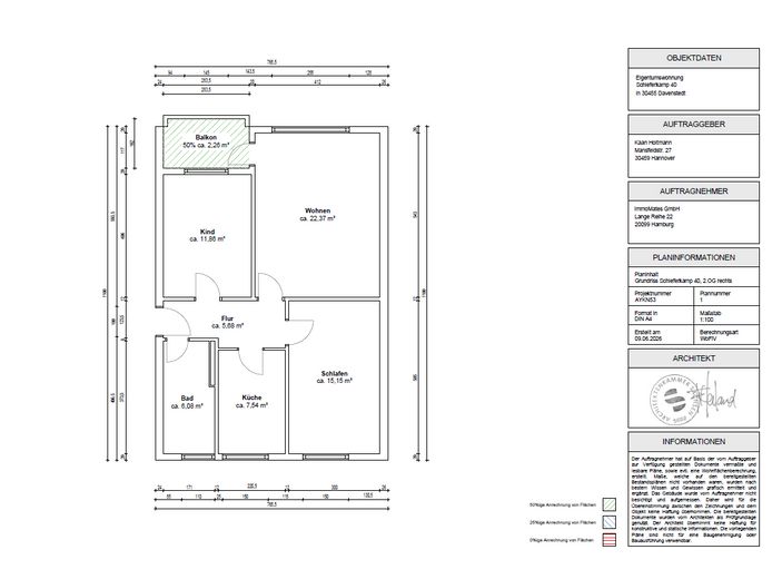 Mieszkanie 3-pokojowe z balkonem od strony południowej i parkietem z litego drewna – kompleksowo wyremontowane w 2026 roku – Grundriss