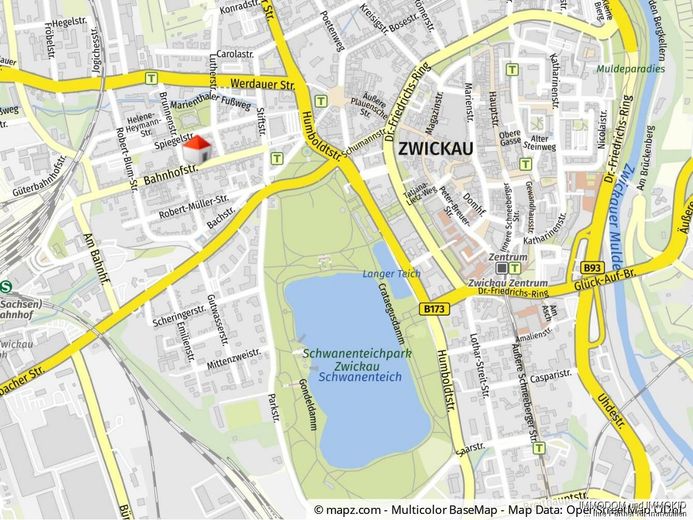 2-Zimmer-Wohnung in Zwickau, zentral und schön gelegen, zu vermieten! – Kartenausschnitt