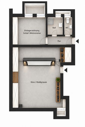 Komisyonsuz: Teraslı, konut amaçlı kullanılan bodrum katı ve hobi/sinema odalı 3,5 oda – Untergeschoss