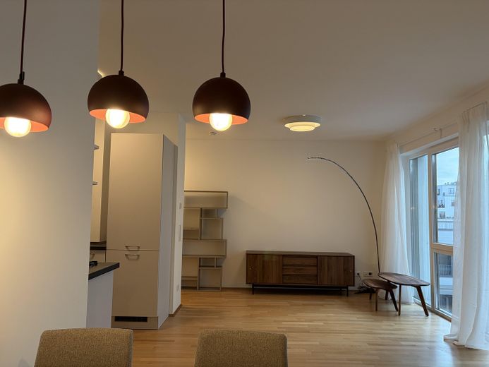 Apartamento amueblado de 2 habitaciones de nueva construcción en Prenzlauer Berg – Wohnzimmer