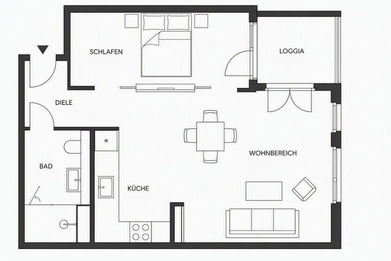 First occupancy in the new build! Modern 2-room apartment with QNG-Plus seal and fitted kitchen! – Grundriss