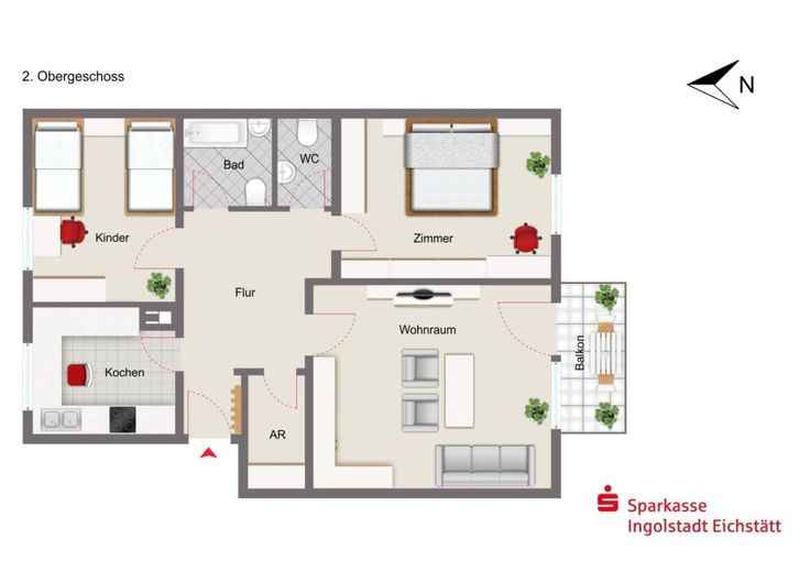 Top gepflegte 3,5 Zimmerwohnung Oberhaunstadt in City Nähe – Grundriss