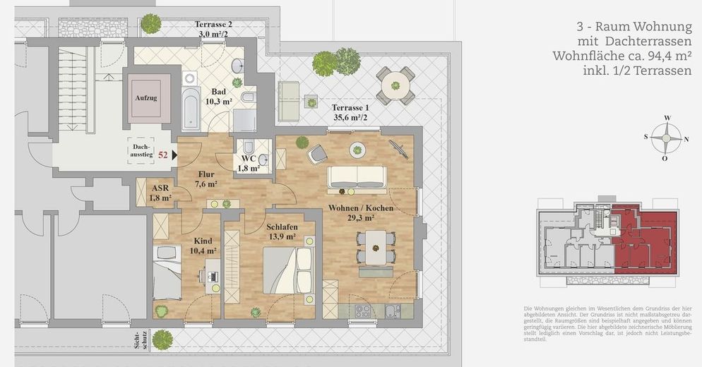 ERSTBEZUG - DACHGESCHOSS MIT UMLAUFENDER DACHTERRASSE – Grundriss