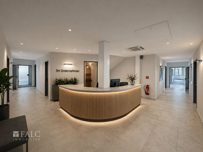 Ihr neuer Unternehmensstandort: 410 m² mit maximaler Flexibilität! – Visualisierungsvorschlag Empfangsbereich