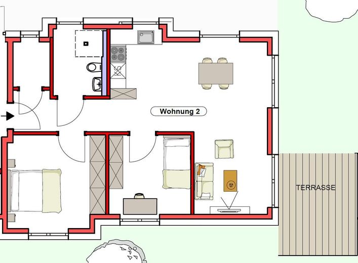 Appartamento di nuova costruzione di 3 locali, ecologico per il clima (71m²) a Kehl-Marlen – vivere vicino alla natura e in modo moderno – prima occupazione – Grundriss