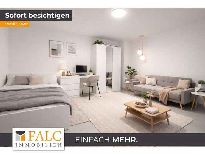 Gepflegte 1-Zimmer-Wohnung mit Balkon - vermietet und ideal für Kapitalanleger – Wohnbereich - Ki