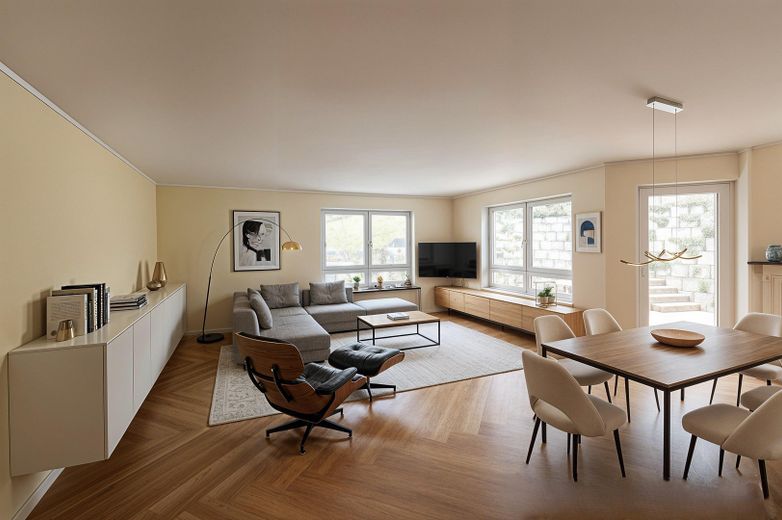 Provisionsfrei:  134m² ETW mit umlaufender Terrasse und Garage – 5.1 Wohnen, Einrichtungsbeispi