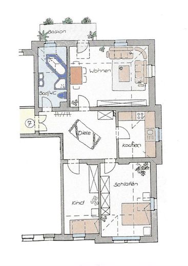 SCHÖNE 3-RAUM WOHNUNG IN RUHIGER LAGE – Grundriss