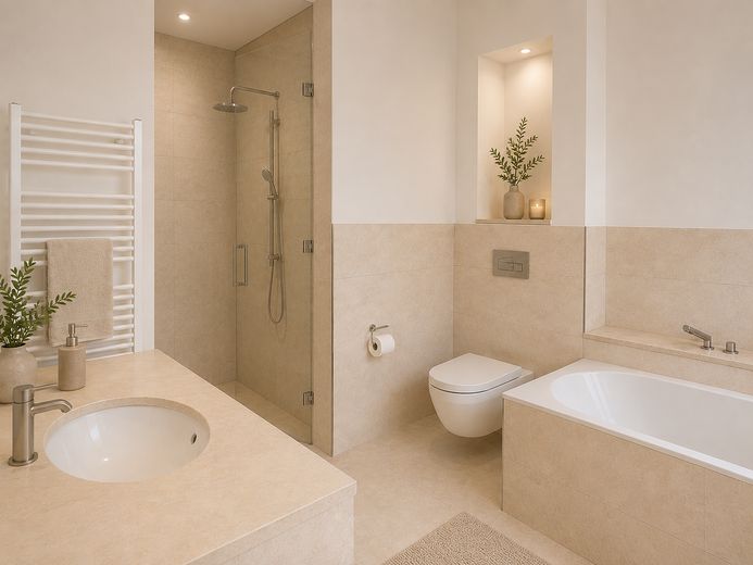 Exklusive 4-Zimmer-Residenz mit Südbalkon & Concierge im Gerling Quartier | Sofort bezugsfrei – En Suite Badz. mit XXL-Dusche 
