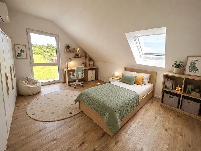 Luxus-Maisonette mit eigenem Eingang | Erstbezug | Klimaanlage | Wallbox | Einbauküche | 2 Bäder – Kind 2: virtuell möbliert