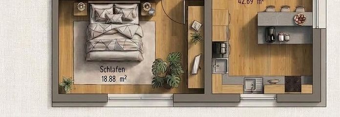 3,5 غرف - وسط البلدة - مُجددة بالكامل - مطبخ مجهز – Grundriss