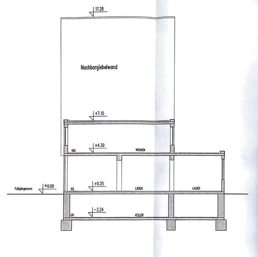 Budynek mieszkalno-usługowy | Dochody z istniejącej zabudowy i potencjał rozbudowy – Schnitt und Aufbaupotenzial