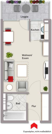 Erstbezug nach Renovierung: Vollmöblierte 1 Zimmer Wohnung - Erlangen Paul-Gossen-Str. – Grundriss