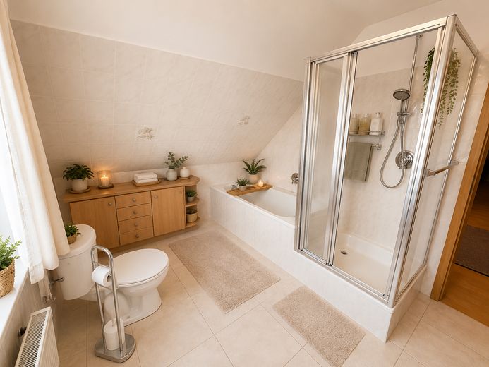 Einfamilienhaus in ruhiger Lage nahe Hamburg – Badezimmer im Obergeschoss