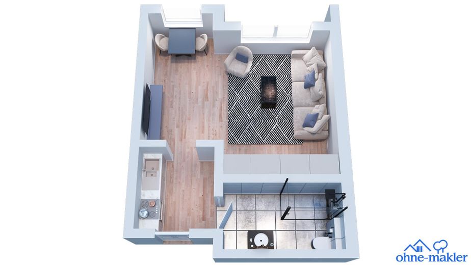 Einziehen und Wohlfühlen - 1 Zimmer Apartment mit Küche – Grundriss