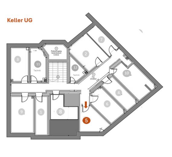 2-Zi. Wohnung + Balkon + Keller + Garten + Aufzug – Keller