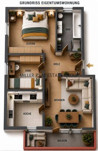 Gepflegte 3-Zimmer-Eigentumswohnung in Ingolstadt-Süd mit Südwest-Balkon, Carport &amp; vielseitiger Perspektive! – Grundriss Eigentumswohnung