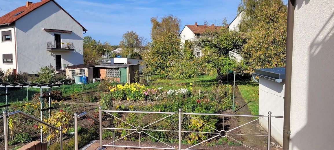 Terasse: Blick in den Garten