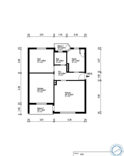 Helle 3-Zimmer-Wohnung mit guter Verkehrsanbindung – im Herzen von Bremerhaven – Grundriss