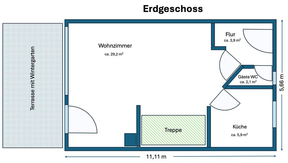 Środkowy segment domu szeregowego w Landshut – EG Grundriss