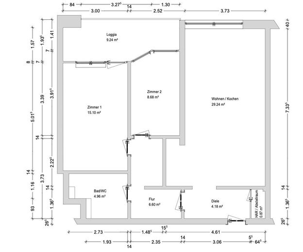 Alte Neustadt | Renovierte 3-Zimmer-Wohnung mit Garage und Balkon – S&amp;P | Grundriss 1. Obergeschoss