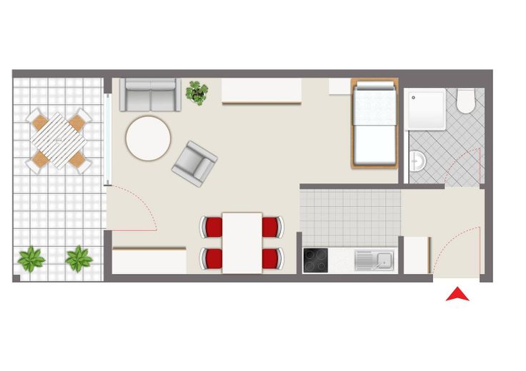 Bel appartement d’une pièce avec balcon dans un environnement calme à Laupheim – Grundriss