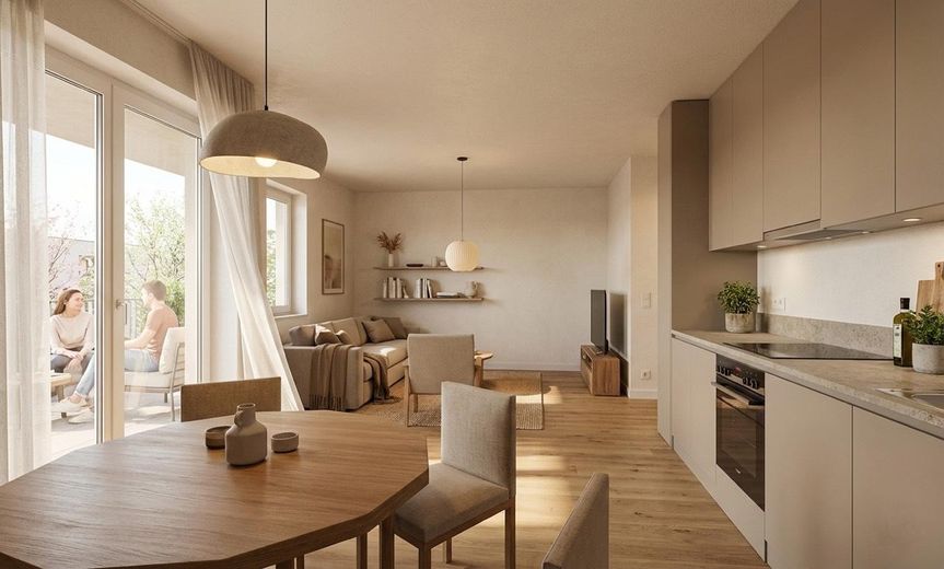 4-Zimmer-Familienparadies: Neubau-Erstbezug mit 2 Bädern, Privatgarten und eigenem Stellplatz! – Wohn-/Esszimmer