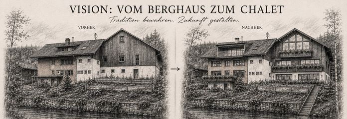 Off-Market: Large-Volume Allgäu Income Property (1,051 m²) in an Idyllic High-Valley Location by a Stream – Konzeptstudie  KI generiert