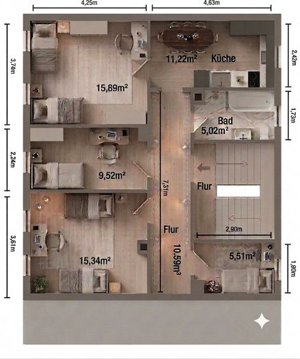 Große möblierte Firmenwohnung | 6 Betten | Garten | WLAN | ab 3 Monaten – Foto 9