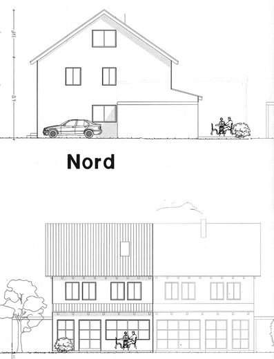 SENZA PROVVIGIONE! Ampia casa bifamiliare a Landshut-Wolfgang, su un lotto d’angolo con spazio per camper e altro. – Ansicht N und W