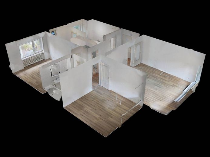 Komfortabel ausgestattete 3-Zi.-Whg. mit BALKON und Wannenbad – 3D-Ansicht Grundriss
