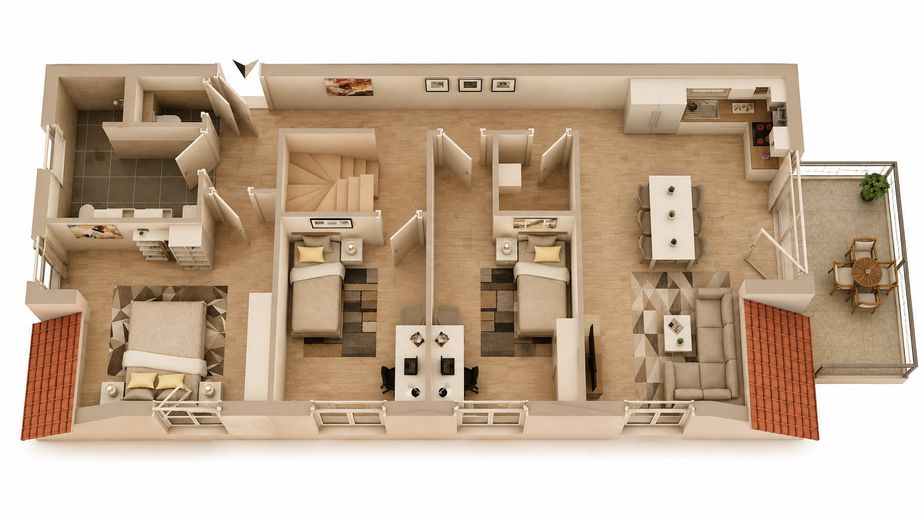 Platz für die ganze Familie – 6,5-Zi.-Maisonette in Ergenzingen mit Balkon & VVS in 5 Gehmin. – 3D-Grundriss 1.DG
