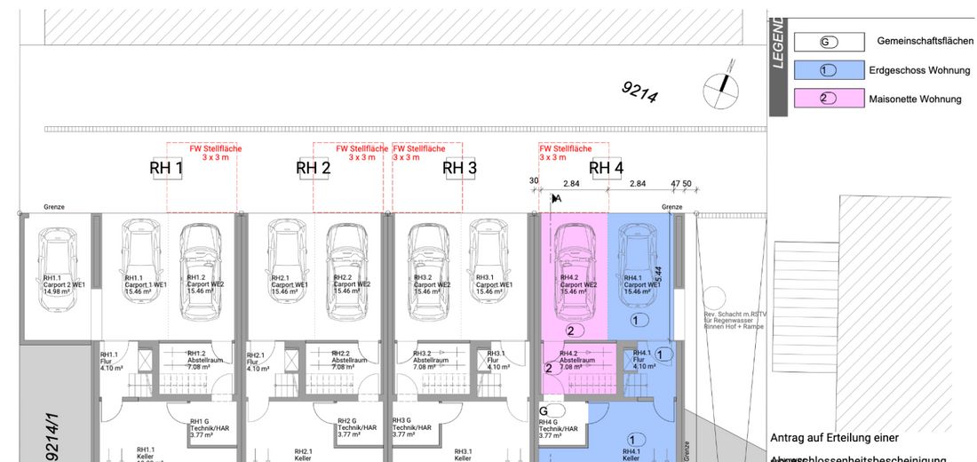Neubau KfW-55 | 4-Zimmer Maisonette mit Dachterrasse & Carport – RH4_WEG_430-437