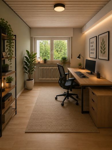 Feldkirchen | Semi-detached house with sunny balcony | 6 rooms | Garden | Quiet location – KI einger. UG Arbeitszimmer