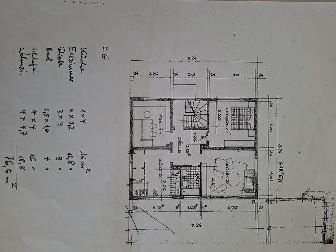 Helle Dreizimmerwohnung, Parterre mit großer Gartenterrasse – Grundriss der Wohnung Parterre
