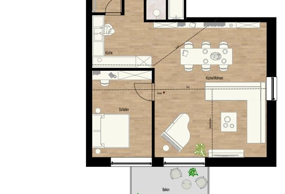 Première occupation après rénovation complète - grand appartement de 3 pièces de 102 qm avec balcon