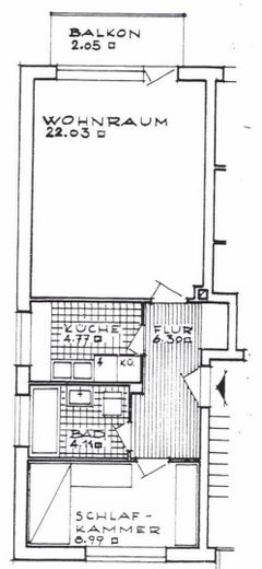 2 Zimmer Wohnung mit Balkon Nähe Uni/Uniklinik Lübeck Sankt Jürgen – Grundriss der Wohnung