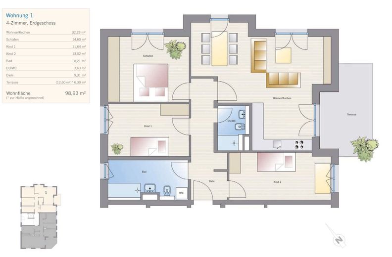 OPTIMALER GRUNDRISS - SCHÖNE 4-RAUM WOHNUNG – Grundriss WE01