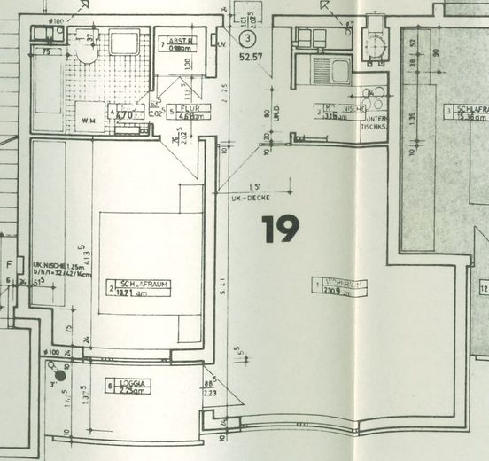 * Erstbezug nach Sanierung, 2 Zimmer Wohnung im 3. OG zu vermieten !!!* – Grundriss WE 19 Bauakte