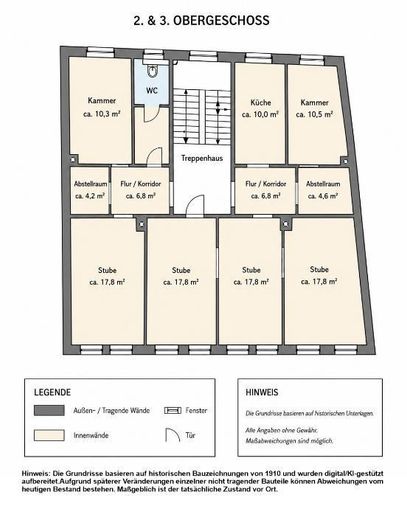 Storico edificio plurifamiliare con potenziale di sviluppo a Lipsia-Gohlis – Grundriss Etage I