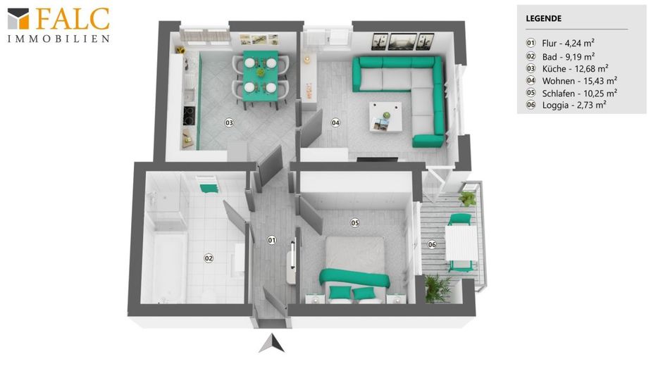 Attraktives Investment mit fünf Einheiten im Bremer Bahnhofsviertel - Perfekt für Ferienvermietung – Grundriss - Wohnung 61
