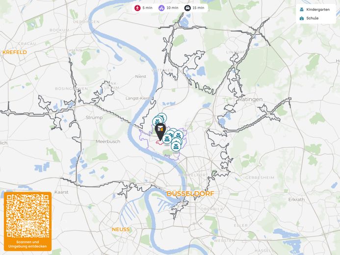 Exklusiver Bungalow * Privatgarten * Sonnenterrasse * Düsseldorf-Stockum – Makrolageplan