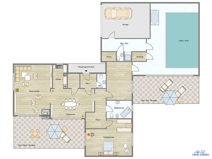 Exklusiver Walmdachbungalow vor den Toren Hamburgs, Bönningstedt, provisionsfrei – Grundriss EG
