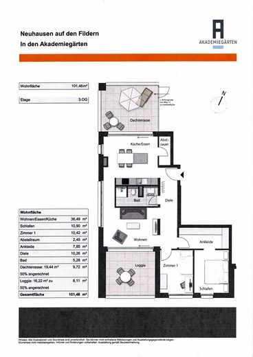 Penthouse z tarasem dachowym i widokiem w dal – nowy budynek 2023 – Grundriss