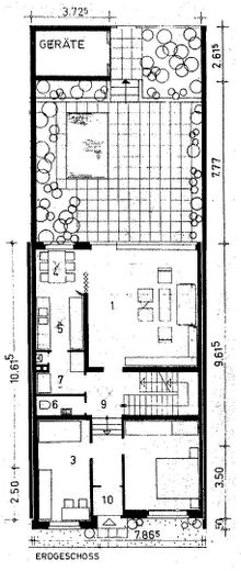 Gartenhof-Reihenhaus in Hannover-Marienwerder – Grundriss EG "original"