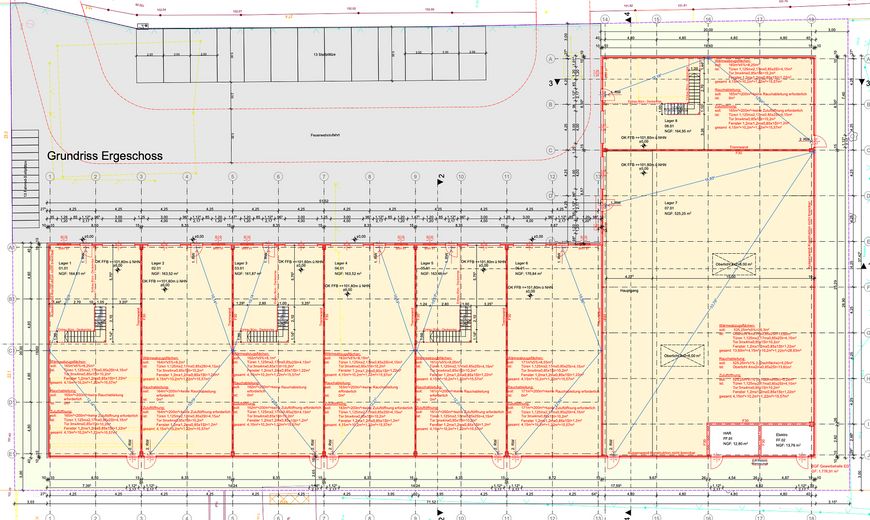 Grenzstraße 14: Neubau von 8 Lager- und Produktionshallen in bester Lage – Grundrisse EG