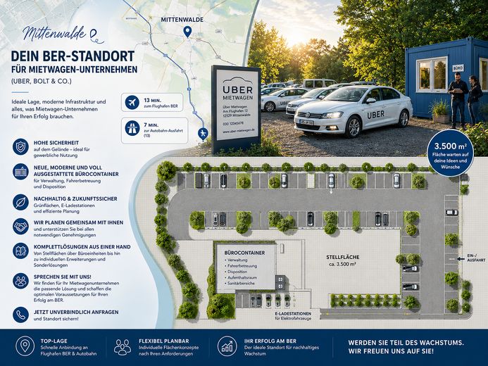 ​BER-Nähe: Uber/Bolt etc. Fuhrpark-Standort mit allen Voraussetzungen für Ihre Konzession – Foto 1